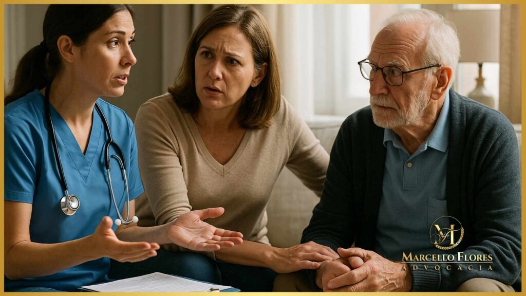 enfermeira comunicando alta indevida de paciente em home care