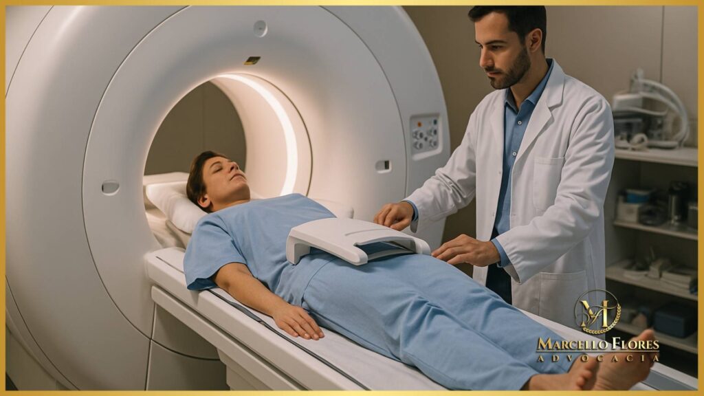 paciente realizando exame de ressonância magnética em hospital