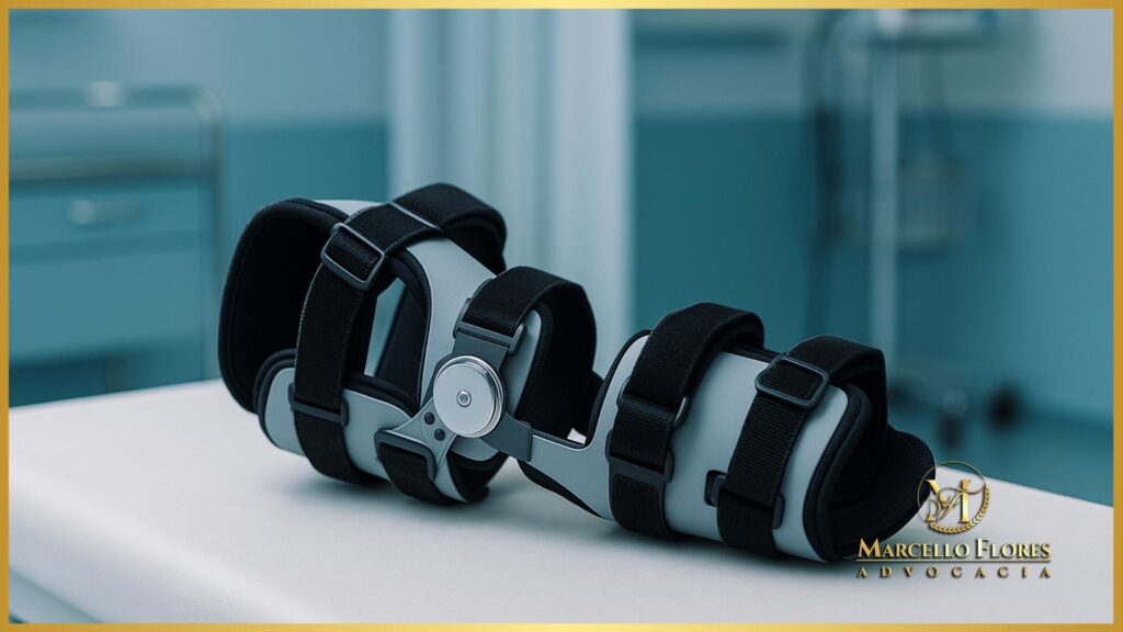 Órtese médica utilizada para recuperação pós-cirúrgica