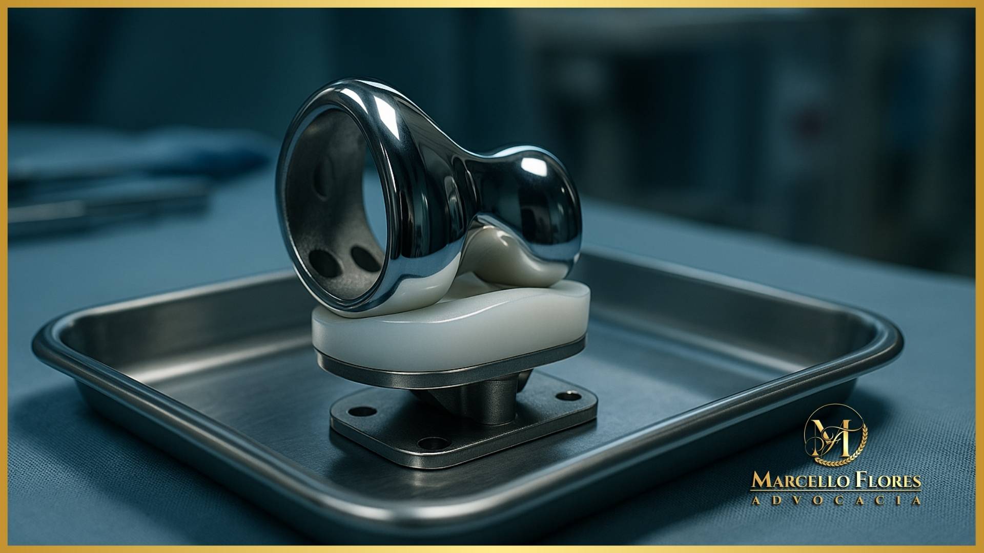 Prótese cirúrgica sendo preparada para procedimento médico