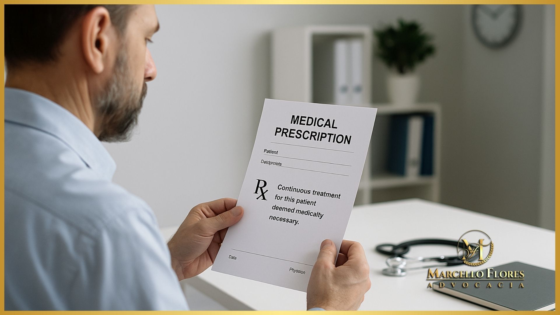 Paciente analisando prescrição de tratamento contínuo negado pelo plano.