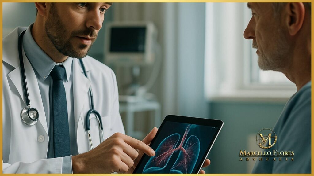 médico explicando tratamento inovador a paciente em hospital